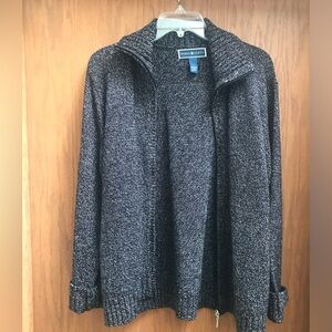 Karen Scott Black & Gray Large Cardigan Sweater